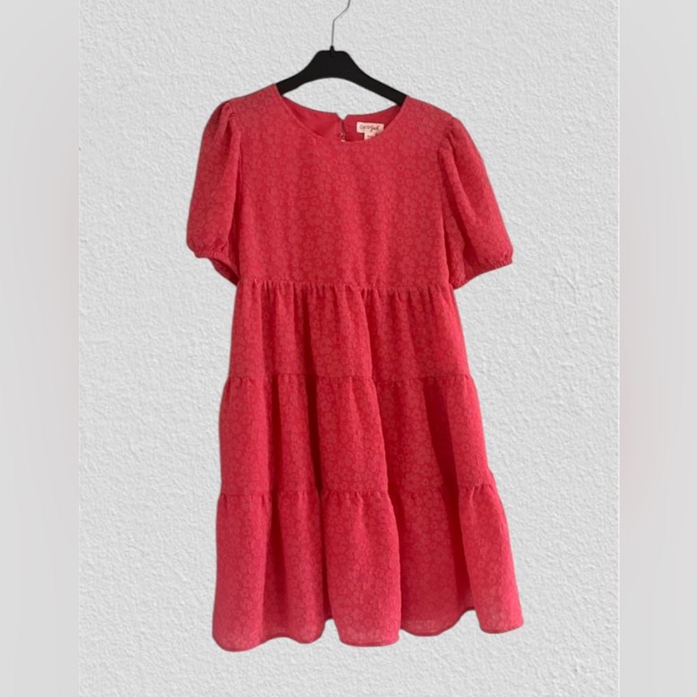 Cat & Jack Girls Color Pink  Tiered Summer Dress Short Size 14/16 XL